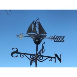 Poppyforge Sailing Boat Weathervane - Steel - W65 x H88 cm - Powder Coated Black
