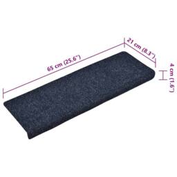 Berkfield Home Stair Mats 15 pcs Needle Punch 65x21x4 cm Blue - Size: Medium - thumbnail 7