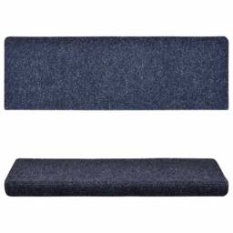 Berkfield Home Stair Mats 15 pcs Needle Punch 65x21x4 cm Blue - Size: Medium - thumbnail 1