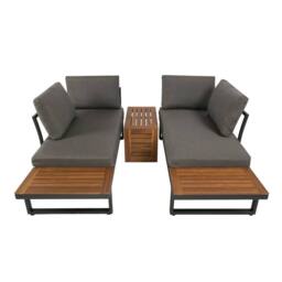 Home Garden Direct Demeter - Garden Modular Corner Sofa - Convertible into x2 Sun Loungers in Grey - thumbnail 6
