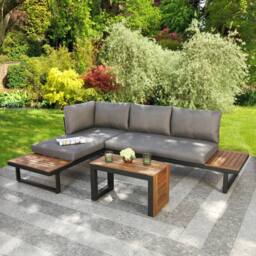 Home Garden Direct Demeter - Garden Modular Corner Sofa - Convertible into x2 Sun Loungers in Grey - thumbnail 3