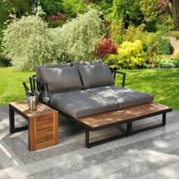Home Garden Direct Demeter - Garden Modular Corner Sofa - Convertible into x2 Sun Loungers in Grey - thumbnail 4