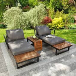 Home Garden Direct Demeter - Garden Modular Corner Sofa - Convertible into x2 Sun Loungers in Grey - thumbnail 2
