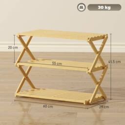 Wyld Haus Palu 3 Tier Folding Bamboo Shoe Rack Natural - thumbnail 3