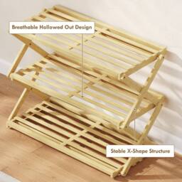 Wyld Haus Palu 3 Tier Folding Bamboo Shoe Rack Natural - thumbnail 7