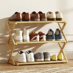 Wyld Haus Palu 3 Tier Folding Bamboo Shoe Rack Natural - thumbnail 8