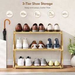 Wyld Haus Palu 3 Tier Folding Bamboo Shoe Rack Natural - thumbnail 6