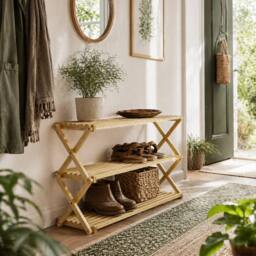 Wyld Haus Palu 3 Tier Folding Bamboo Shoe Rack Natural - thumbnail 1
