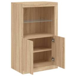 Berkfield Home Side Cabinet with LED Lights Sonoma Oak Engineered Wood in Tan - thumbnail 6