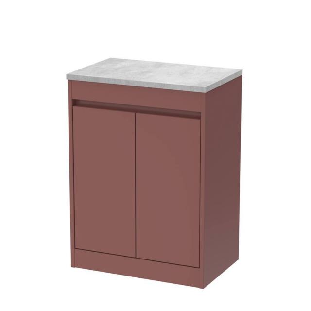 Balterley Chartley 2 Door Vanity Unit with Bellato Worktop, 600mm, Smoked Red - image 1