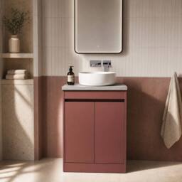 Balterley Chartley 2 Door Vanity Unit with Bellato Worktop, 600mm, Smoked Red - thumbnail 6