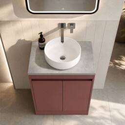Balterley Chartley 2 Door Vanity Unit with Bellato Worktop, 600mm, Smoked Red - thumbnail 3