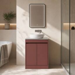 Balterley Chartley 2 Door Vanity Unit with Bellato Worktop, 600mm, Smoked Red - thumbnail 4