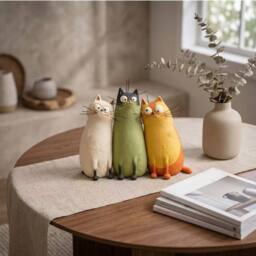 Quipulse Cute Resin Cat Shaped Decorative Vase Ornament in Yellow - thumbnail 3
