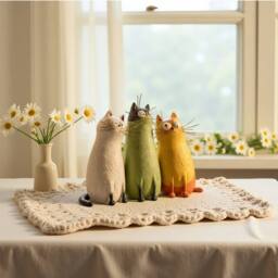 Quipulse Cute Resin Cat Shaped Decorative Vase Ornament in Yellow - thumbnail 2
