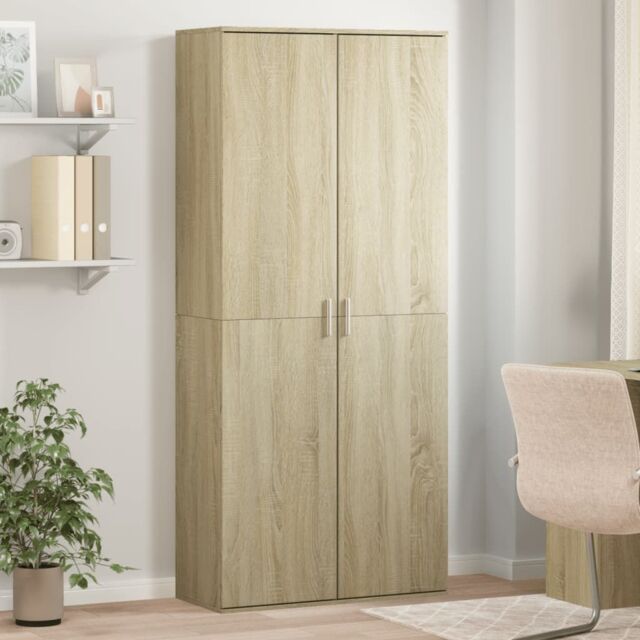 Berkfield Home Highboard Sonoma Oak 80x35x180 cm Engineered Wood in Brown - Size: 80 x 35 x 180 cm - image 1