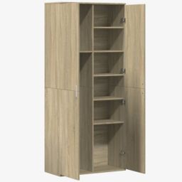 Berkfield Home Highboard Sonoma Oak 80x35x180 cm Engineered Wood in Brown - Size: 80 x 35 x 180 cm - thumbnail 6