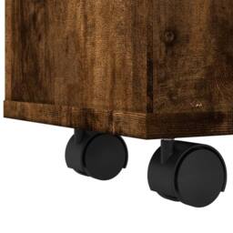 Berkfield Home Narrow Bathroom Cabinet with Wheels Smoked Oak Engineered Wood in Brown - thumbnail 8