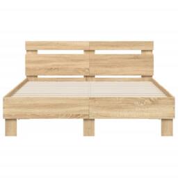 Berkfield Home Bed Frame with LED without Mattress Sonoma Oak 135x190 cm Double in Natural - thumbnail 7
