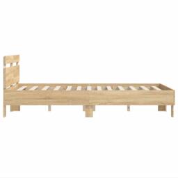 Berkfield Home Bed Frame with LED without Mattress Sonoma Oak 135x190 cm Double in Natural - thumbnail 8