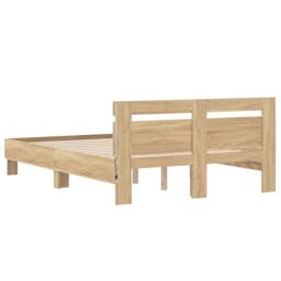 Berkfield Home Bed Frame with LED without Mattress Sonoma Oak 135x190 cm Double in Natural - thumbnail 9