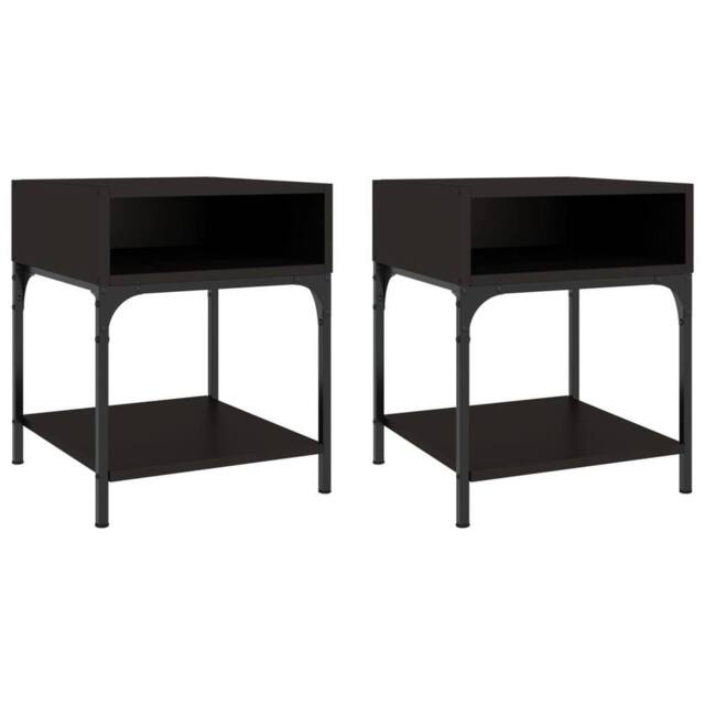Berkfield Home Bedside Tables 2 pcs Black 40x41x50 cm Engineered Wood - Size: 40 x 41 x 50 cm - image 1