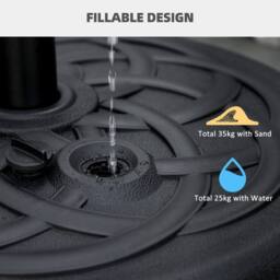 OUTSUNNY Garden Umbrella Base Water or Sand Filled Weight with Built-In Handle in Black - thumbnail 5