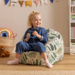icon Kids Printed Dinosaur Childrens Bean Bag Armchair in Pale Green - Size: Medium - thumbnail 2