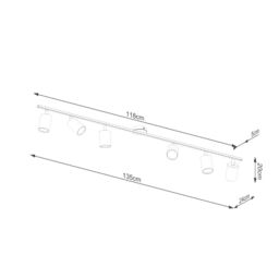 Sollux Lighting Modern Ceiling Lamp 20x135x24cm 6xLight in Black - Size: 20 x 135 x 24 cm - thumbnail 4