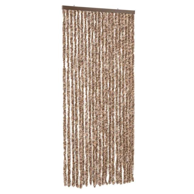 Berkfield Home Fly Curtain Beige & Dark Brown 90x200 cm Chenille - image 1