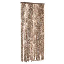 Berkfield Home Fly Curtain Beige & Dark Brown 90x200 cm Chenille - thumbnail 1