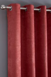 Fusion 'Strata' Triple-Woven Dimout Eyelet Curtains in Terracotta - Size: 168 cm width x 183 cm drop - thumbnail 2