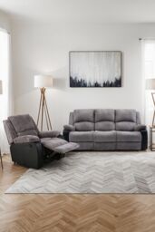 More4Homes Postana Electric Recliner Jumbo Cord 1+3 Seater Sofa Set in Grey