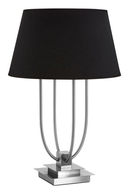 Orsina Grey Shade Table Lamp With Four Curved Arms, Desk Lamp With Square Base, Nickel Finish Lighting Accent in Black - image 1