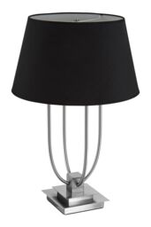 Orsina Grey Shade Table Lamp With Four Curved Arms, Desk Lamp With Square Base, Nickel Finish Lighting Accent in Black - thumbnail 2