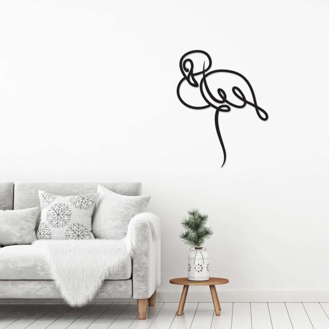 Decortie Modern Metal Wall Art 'Flamingo' Ornament Decorative Minimalist Design Hanging Wall Sculpture in Black - image 1