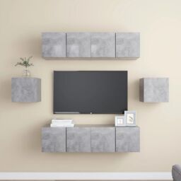 Berkfield Home 6 Piece TV Cabinet Set Concrete Grey Engineered Wood - thumbnail 1