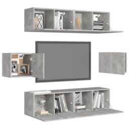Berkfield Home 6 Piece TV Cabinet Set Concrete Grey Engineered Wood - thumbnail 3