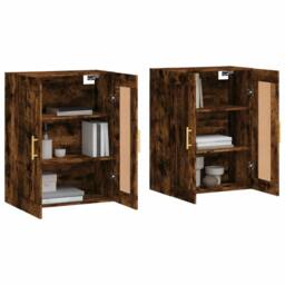 Berkfield Home Wall Mounted Cabinets 2 pcs Smoked Oak Engineered Wood in Brown - thumbnail 1