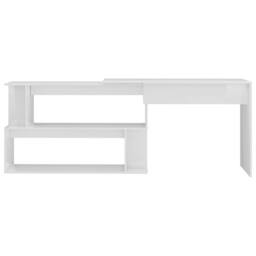 Berkfield Home Modern Corner Desk High Gloss White 200x50x76 cm Engineered Wood - Size: 200 x 50 x 76 cm - thumbnail 4