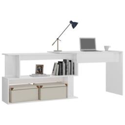 Berkfield Home Modern Corner Desk High Gloss White 200x50x76 cm Engineered Wood - Size: 200 x 50 x 76 cm