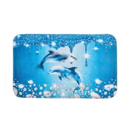 Coopers of Stortford 4-Piece Dolphin Bathroom Set with Shower Curtain, Mats & Lid Cover in Blue - thumbnail 3