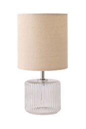 ValueLights Betty Glass Table Lamp with Fabric Lamp Shade & LED Bulb in Natural - thumbnail 6