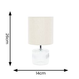 ValueLights Betty Glass Table Lamp with Fabric Lamp Shade & LED Bulb in Natural - thumbnail 4