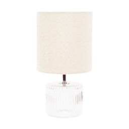 ValueLights Betty Glass Table Lamp with Fabric Lamp Shade & LED Bulb in Natural - thumbnail 2