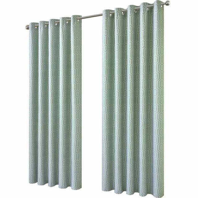 New Edge Blinds Paris Jacquard Eyelet Curtains in Light Green - Size: 167 cm width x 183 cm drop - image 1