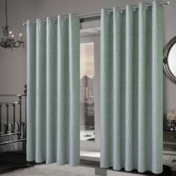 New Edge Blinds Paris Jacquard Eyelet Curtains in Light Green - Size: 167 cm width x 183 cm drop - thumbnail 2