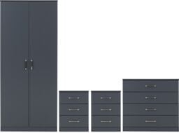 Seconique Dakotia 2 Door Wardrobe Bedroom Set in Dark Grey - thumbnail 1
