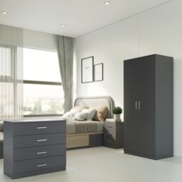 Seconique Dakotia 2 Door Wardrobe Bedroom Set in Dark Grey - thumbnail 2