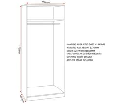 Seconique Dakotia 2 Door Wardrobe Bedroom Set in Dark Grey - thumbnail 9